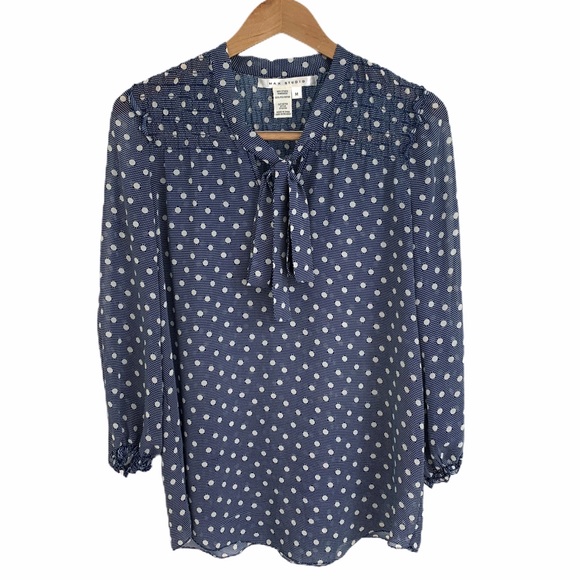 MAX STUDIO | Navy Polka Dot Blouse NWOT - Picture 7 of 12